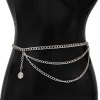 N-7645 Vintage Gold Silver Metal Coin Tassel Belly Waist Chain Dress Belts for Women Boho Party Jewelry Gift