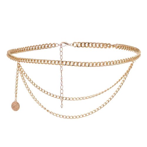 N-7645 Vintage Gold Silver Metal Coin Tassel Belly Waist Chain Dress Belts for Women Boho Party Jewelry Gift