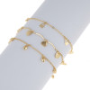 B-1154 3 PCS Gold Anklet For Women Girls Stackable Slender Anklet Body Chain With Shell Lock Heart Shaped Decoration For Summer Beach