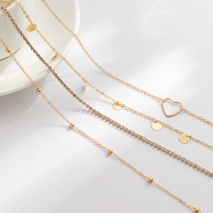 N-7646 4 Pcs/Set Shiny Rhinestone Belly Chain Gold Silver Plated Slender Waist Chain For Women Girls Body Jewelry