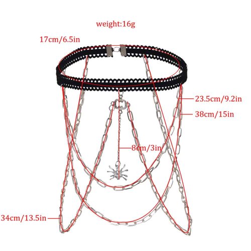N-7648 Sexy Ladies Black Rope Elastic Insect Spider Pendant Thigh Chain Leg Chains For Women Beach Party Body Jewelry