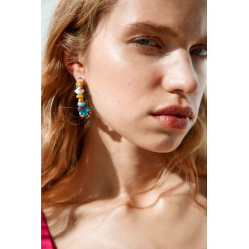 E-6351 Handmade Bohemian Acrylic Beads Statement Hoop Earrings for Women Summer Beach Holiday Party Jewelry Gift