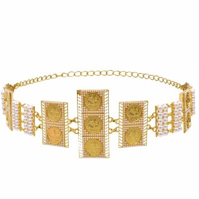 N-7649 New Fashion Belly Waist Belt For Women Gold Plated Sequins With Pearl Dress Body Belts For Women Party Jewelry Gift