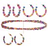 N-7654 E-6352 Handmade Bohemian Colorful Beads Stone Pearl Statement Necklaces & Earrings Jewelry Sets for Women Beach Party Gift