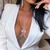 N-7656 Sexy Ladies Bowknot Crystal Chest Harness Bikini Bra Body Chains for Women Night Club Party Jewelry Gift