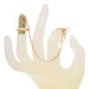 R-1560 New Fashion Two Finger Rings With Nail Linked For Two Hands Gold Silver Plated For Women Girls Jewelry Rings