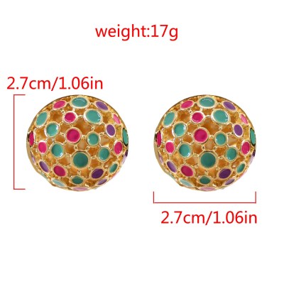 E-6354 Cute And Colorful Stud Earring Rhinestone Semicircle Round Vivid Ball Stud Earrings For Women Teen Girls Jewelry