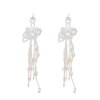 E-6355 Handmade Acrylic Pearl Beads Flower Long Tassel Drop Earrings for Women Boho Beach Holiday Party Jewelry Gift
