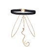 N-7659 Sexy Lady Black Elastic Rope Snake Pendant Thigh Chains for Women Crystal Leg Body Chain Beach Party Jewelry