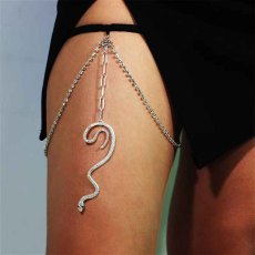 N-7659 Sexy Lady Black Elastic Rope Snake Pendant Thigh Chains for Women Crystal Leg Body Chain Beach Party Jewelry
