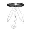 N-7659 Sexy Lady Black Elastic Rope Snake Pendant Thigh Chains for Women Crystal Leg Body Chain Beach Party Jewelry