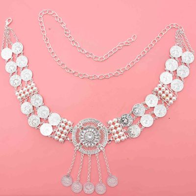 N-7664 Boho Metal Coin Long Tassel Sequins Silver Planted Belly Dance Waist Chains For Women  Holiday Party Body Jewelry