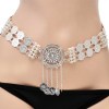 N-7664 Boho Metal Coin Long Tassel Sequins Silver Planted Belly Dance Waist Chains For Women Holiday Party Body Jewelry