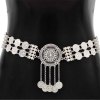 N-7664 Boho Metal Coin Long Tassel Sequins Silver Planted Belly Dance Waist Chains For Women  Holiday Party Body Jewelry
