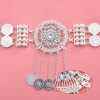 N-7664 Boho Metal Coin Long Tassel Sequins Silver Planted Belly Dance Waist Chains For Women Holiday Party Body Jewelry