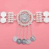 N-7664 Boho Metal Coin Long Tassel Sequins Silver Planted Belly Dance Waist Chains For Women Holiday Party Body Jewelry