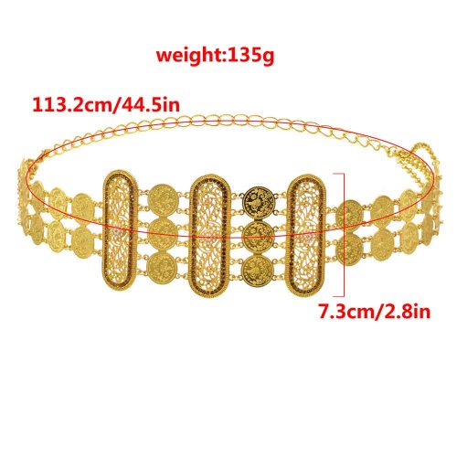N-7663 Indian Gold Crystal Pearl Beads Coin Tassel Belly Dance Waist Chains Carved Flower Party Body Jewelry
