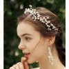 F-0938 Luxury Bridal Gold Wired Pearl Flower Headbands Headdress for Wedding Engagement Party Hair Accessories