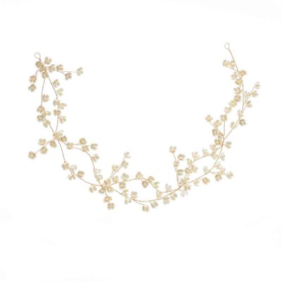 F-0938 Luxury Bridal Gold Wired Pearl Flower Headbands Headdress for Wedding Engagement Party Hair Accessories