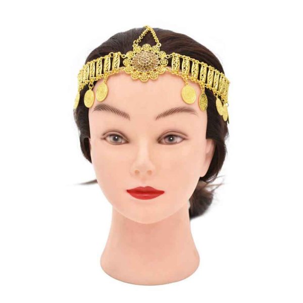 F-0940 Indian Gold Silver Metal Coin Tassel Head Chains Crystal Flower Headbands for Women Boho Wedding Party Hair Accessories