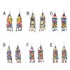 E-6360 Handmade Bohemian Colorful Acrylic Beads Statement Drop Earrings for Women  Ethnic Festival Party Jewelry Gift