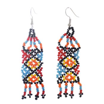 E-6360 Handmade Bohemian Colorful Acrylic Beads Statement Drop Earrings for Women  Ethnic Festival Party Jewelry Gift