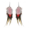 E-6361 6 colors New Bohemian Fashion Feather Pendants Earring With Stripe Long Tassel Dangle Earring For Women Girls