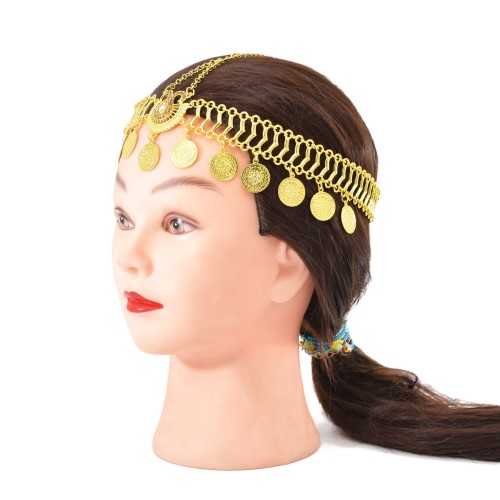 F-0945 4 Styles Flower-Shaped Goat-Shaped Indian Gold Silver Metal Coin Tassel Head Chains Crystal Headbands for Women  Party Hair Accessories