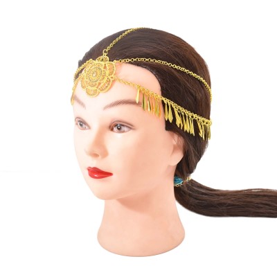 F-0945 4 Styles Flower-Shaped Goat-Shaped Indian Gold Silver Metal Coin Tassel Head Chains Crystal Headbands for Women  Party Hair Accessories