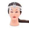 F-0947 Indian Gold Silver Metal Con Tassel Crystal Flower Dance Head Chains for Women Bridal Wedding Hair Accessories