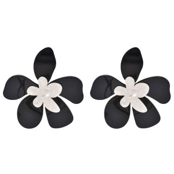 E-6366 Flower Earrings Double Layered Petal With Heart Huge Flower Dangle  Earring For Women Girls For Any Occasions