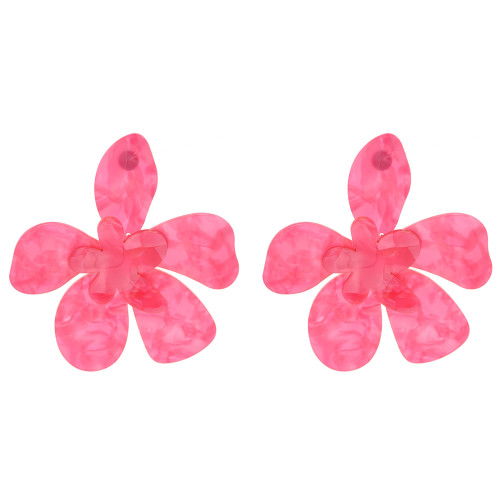 E-6366 Flower Earrings Double Layered Petal With Heart Huge Flower Dangle  Earring For Women Girls For Any Occasions