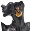 E-6367 Indian Vintage Gold Metal Crystal Bells Tassel Drop Earrings for Women Boho Festival Party Jewelry Gift