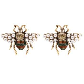 E-6368 Novel Style Earrings For Women Beetle With Pearl Wings Dangle Earrings For Women Girls Fashionable Gift
