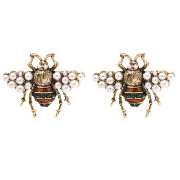 E-6368 Novel Style Earrings For Women Beetle With Pearl Wings Dangle Earrings For Women Girls Fashionable Gift