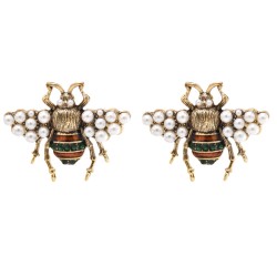 E-6368 Novel Style Earrings For Women Beetle With Pearl Wings Dangle Earrings For Women Girls Fashionable Gift