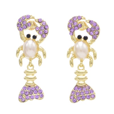 E-6373 Shiny Slender Earrings For Women Rhinestone Lobster Dangle Earrings For Women Girls Fashionable Gift