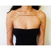 N-7676 Sexy Gold Metal Link Chain Double Shoulders Chain Necklaces for Women Lady Night Club Party Jewelry