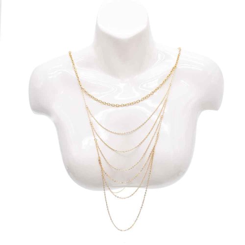 N-7676 Sexy Gold Metal Link Chain Double Shoulders Chain Necklaces for Women Lady Night Club Party Jewelry