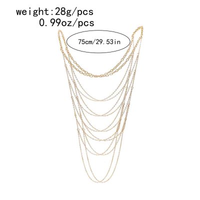 N-7676 Sexy Gold Metal Link Chain Double Shoulders Chain Necklaces for Women Lady Night Club Party Jewelry