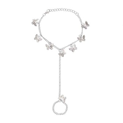 B-1163 Fashion Gold Silver Link Chain Butterfly Finger Hand Bracelets for Women Boho Summer Party Jewelry Gift