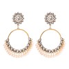E-6377 Bohemian Vintage Flower Pearl Tassel Dangle Earrings