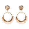 E-6377 Bohemian Vintage Flower Pearl Tassel Dangle Earrings