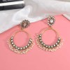 E-6377 Bohemian Vintage Flower Pearl Tassel Dangle Earrings