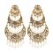 E-6378 Indian Vintage Gold Silver Metal Carved Flower Pearls Drop Earrings for Women Boho Wedding Party Jewelry Gift