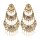E-6378 Indian Vintage Gold Silver Metal Carved Flower Pearls Drop Earrings for Women Boho Wedding Party Jewelry Gift