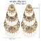 E-6378 Indian Vintage Gold Silver Metal Carved Flower Pearls Drop Earrings for Women Boho Wedding Party Jewelry Gift