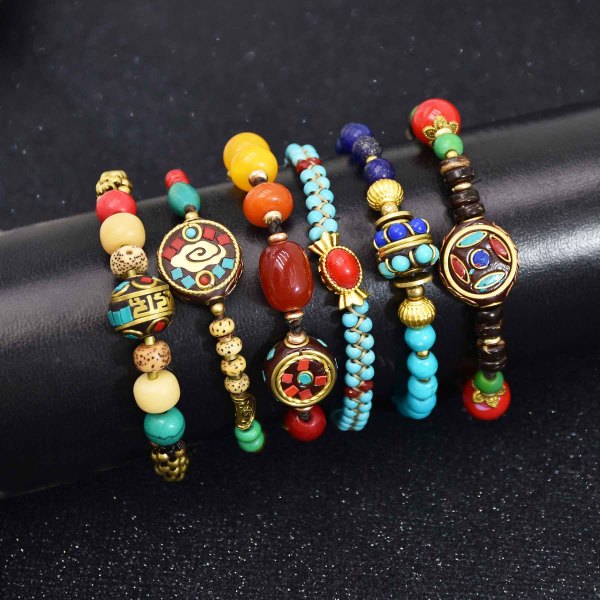 B-1166 Women Handmade Boho Wrap Bracelets Natural Stone Variety Beads Strand Bracelet