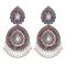 E-6379 Indian Vintage Silver Metal Carved Flower Drop Dangle Earrings