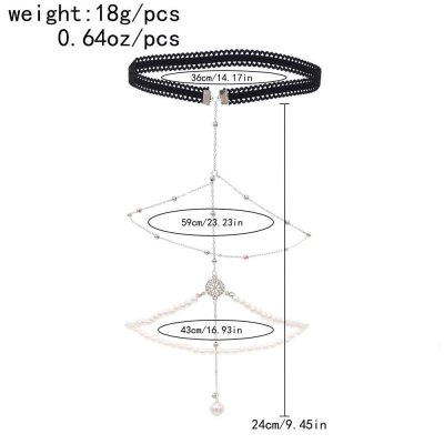 N-7606 Fashion Gold Silver Color Pearl Snake Pendants Metal Alloy Thigh Leg Chains For Women Party Jewelry